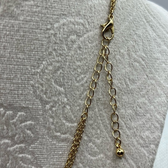 Layered Light Pink Peach Necklace Gold Tone Drusy Beads and Center Pearl Boho - Picture 6 of 9